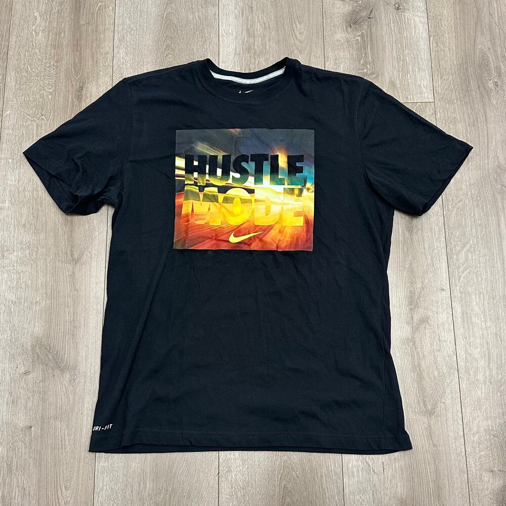 Nike Dri Fit Hustle Mode Graphic Tee T Shirt Size Large L Black B23